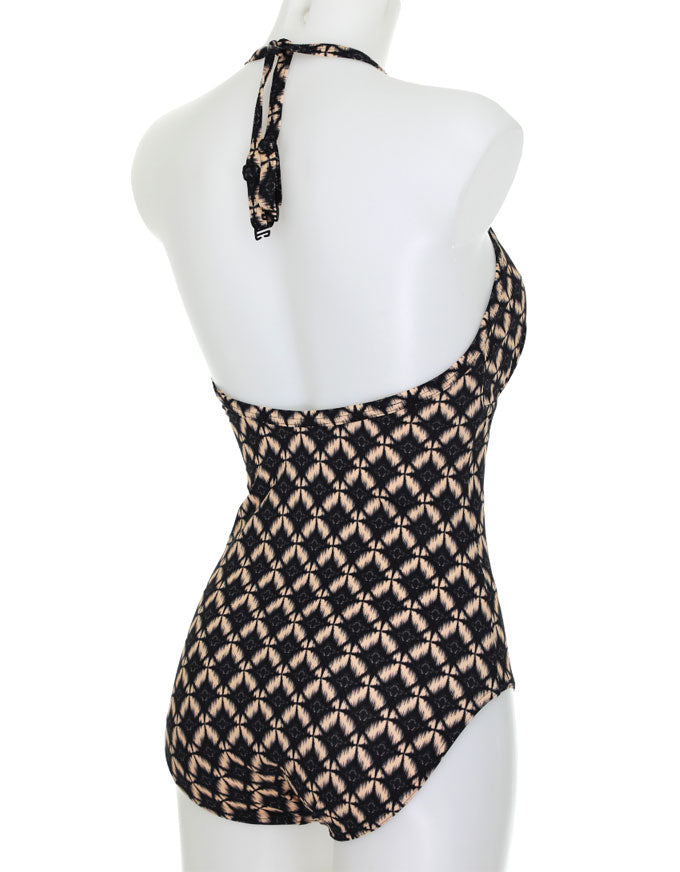 Black/Tan Print Swimsuit