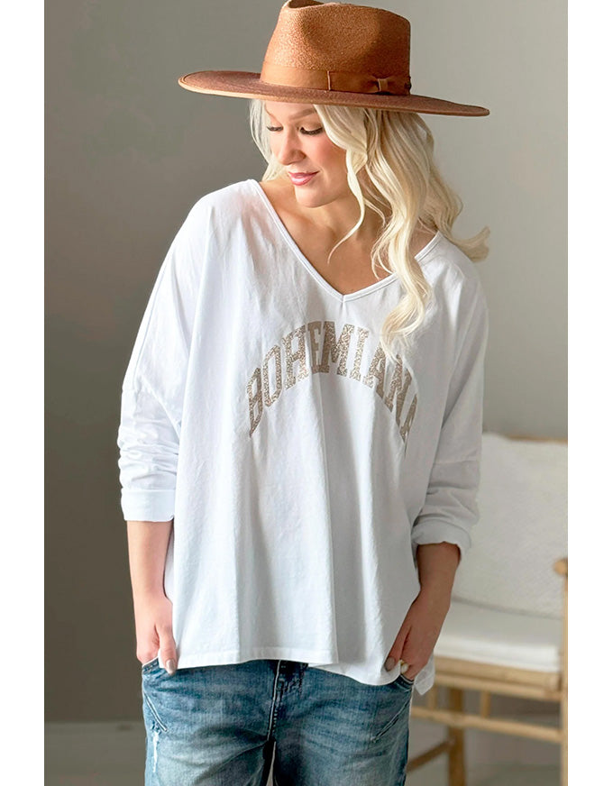 Bohemiana Glitter Tee White/Gold