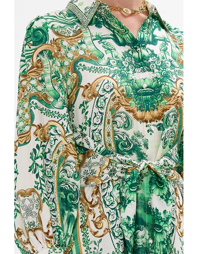 Corridor Of Calm Waist Tie Shirt Dress