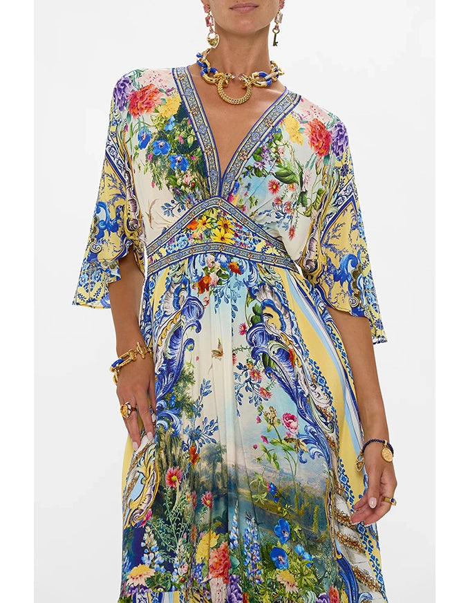 Wall to Wall Wonders Waisted Dress w/ Hem Ruffle