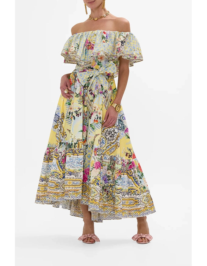 Shoulder Frill Dress Flor Fantastica