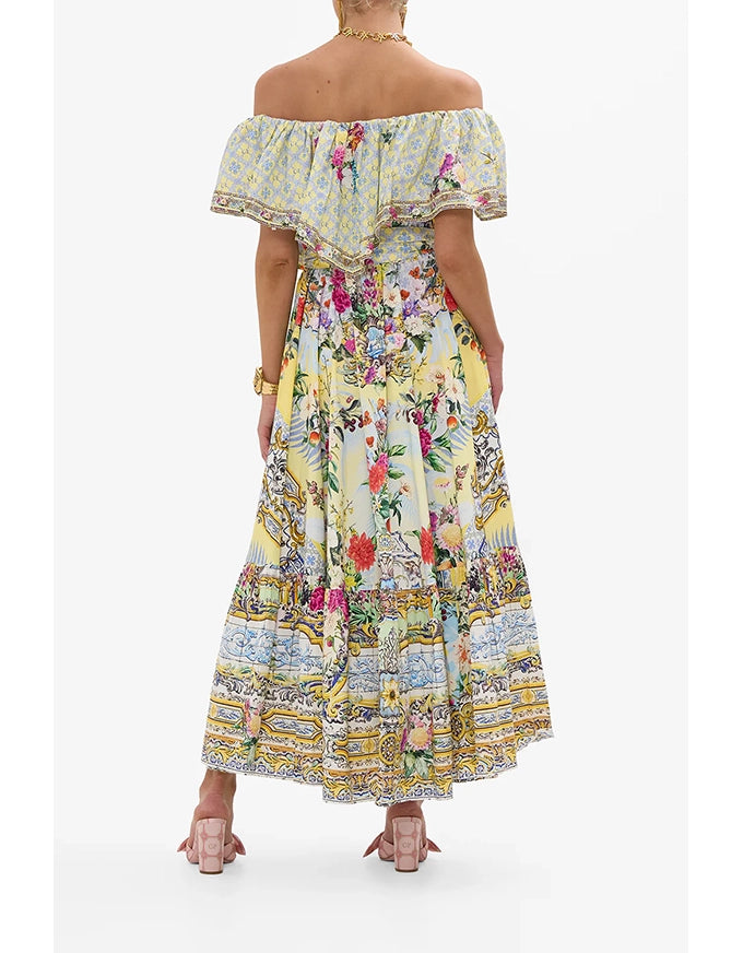 Shoulder Frill Dress Flor Fantastica