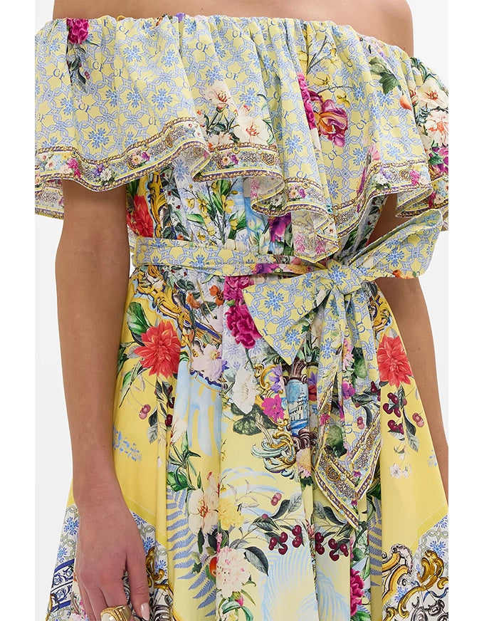 Shoulder Frill Dress Flor Fantastica