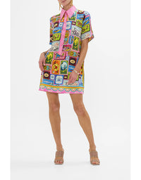Salty Splendour Short Sleeve Mini Shirt Dress
