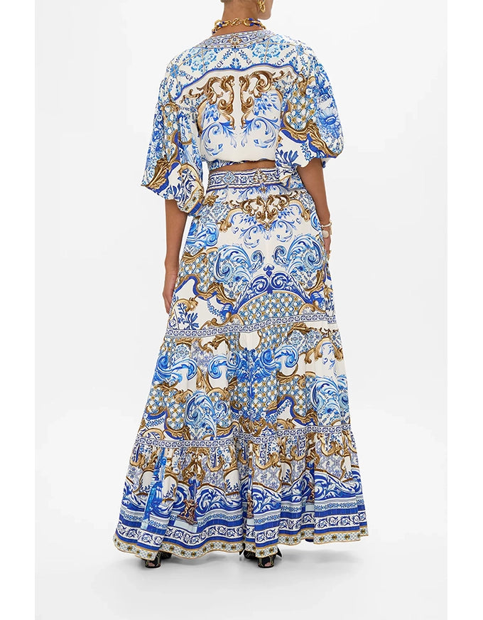 Azul Adventures High Waist Maxi Skirt
