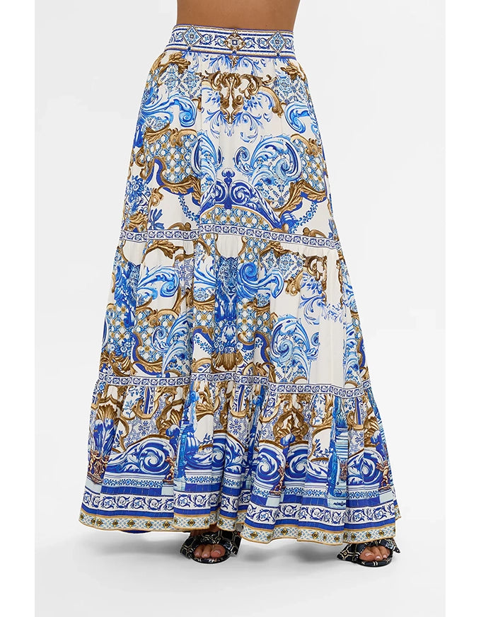 Azul Adventures High Waist Maxi Skirt