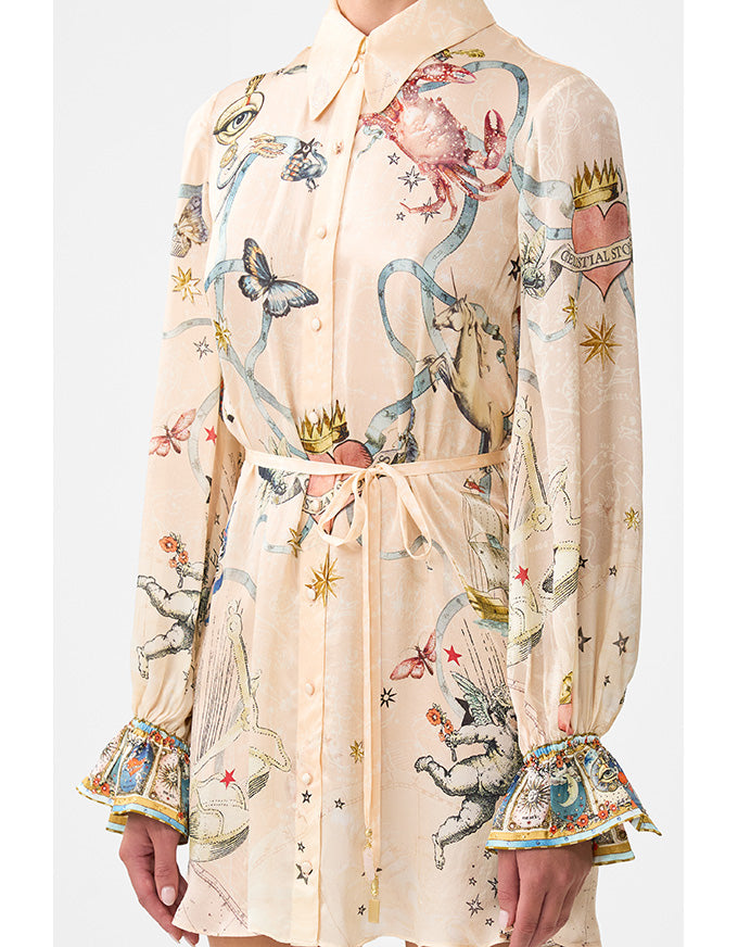 camilla shift shirt dress Camilla Shift Shirt Dress with Crochet Collar