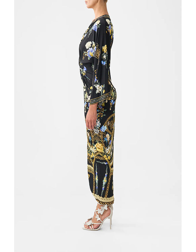 Ottoman Elegance Long Split Front Twist Dress