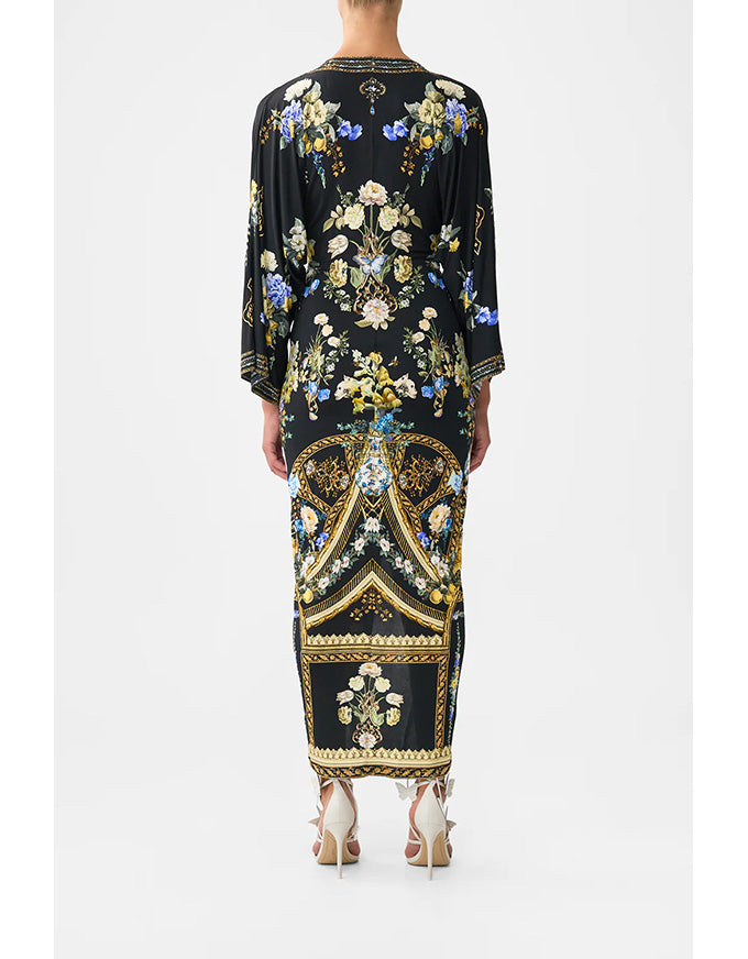 Ottoman Elegance Long Split Front Twist Dress