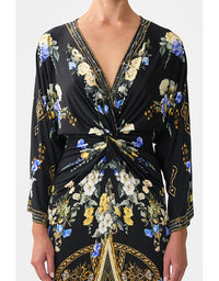 Ottoman Elegance Long Split Front Twist Dress