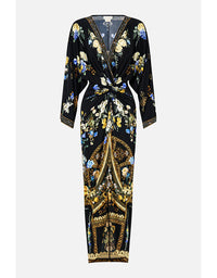 Ottoman Elegance Long Split Front Twist Dress