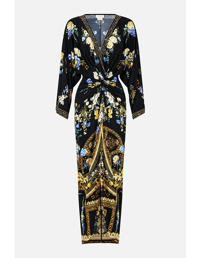 Ottoman Elegance Long Split Front Twist Dress