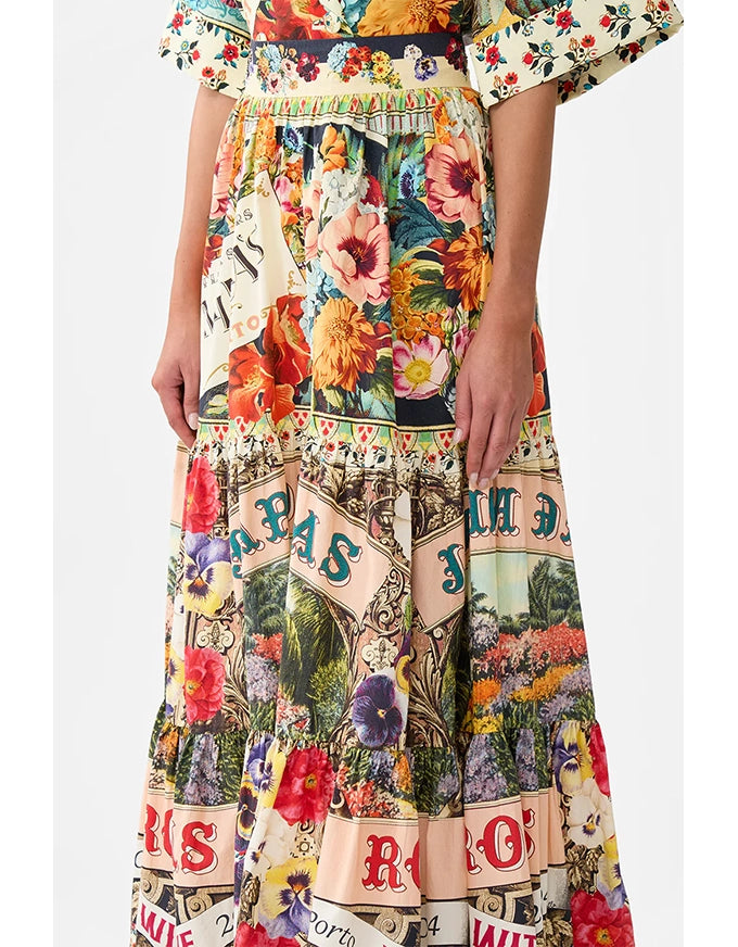 High Waisted Tiered Skirt Aromatic Amor