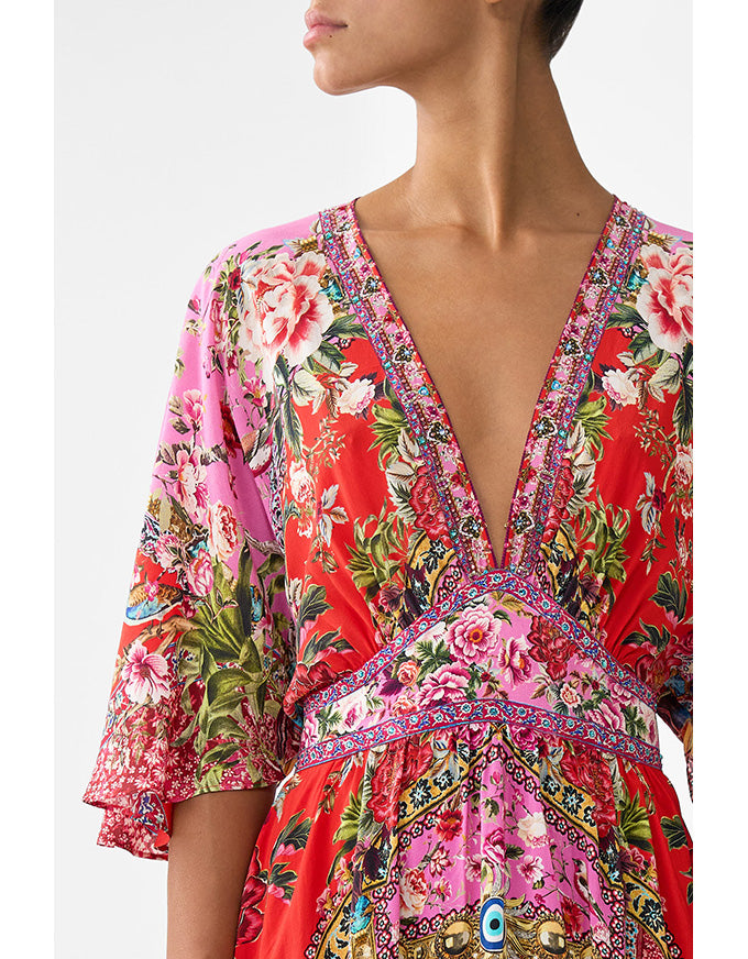 Heirloom Empire Waisted Dress w Hem Ruffle