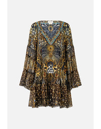 A-line Gather Panel Dress Feline Folklore