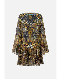 A-line Gather Panel Dress Feline Folklore
