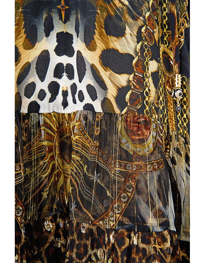 A-line Gather Panel Dress Feline Folklore