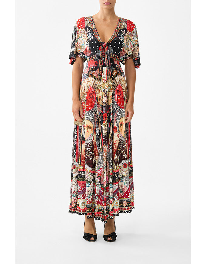 Flutter Sleeve Tie Front Jersey Dress Daughters of Duende