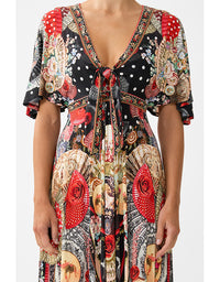 Flutter Sleeve Tie Front Jersey Dress Daughters of Duende