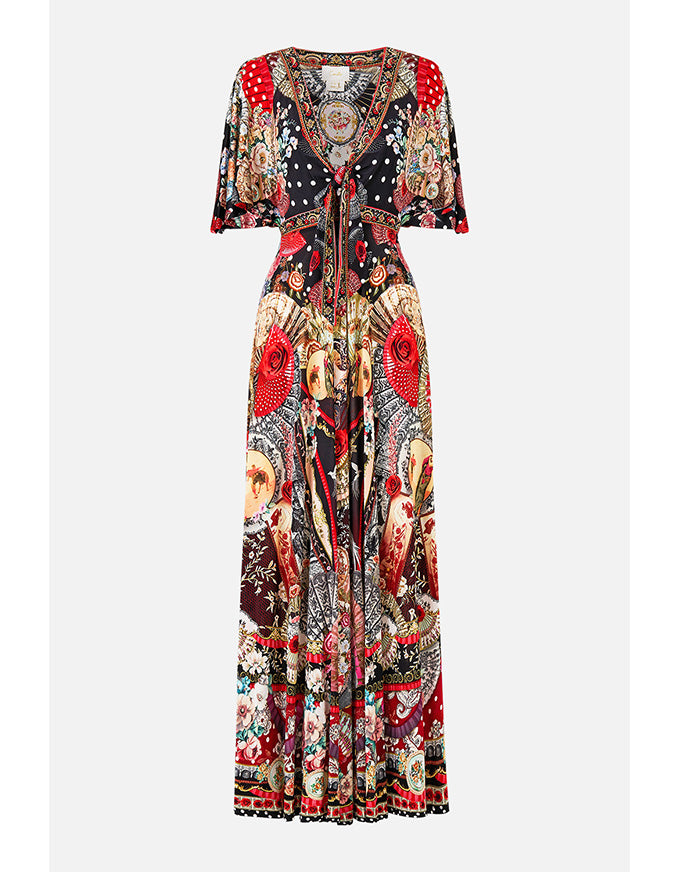 Flutter Sleeve Tie Front Jersey Dress Daughters of Duende