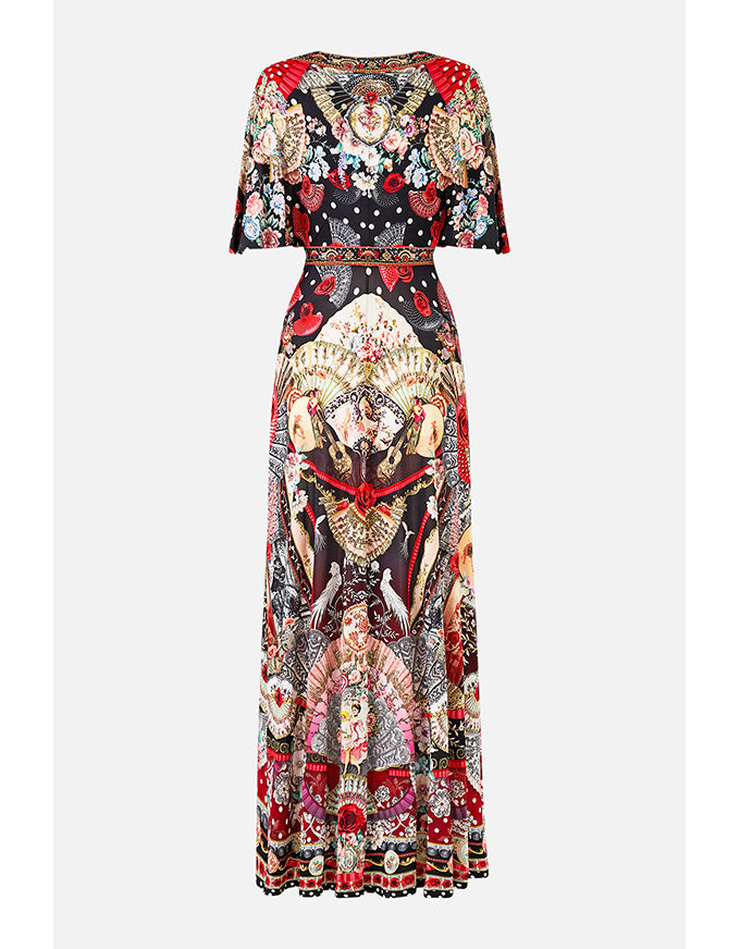 Flutter Sleeve Tie Front Jersey Dress Daughters of Duende