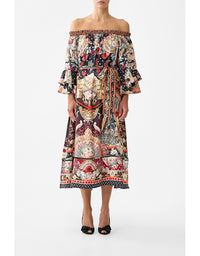 Off Shoulder Midi Dress with Frill Sleeve Daughters of Duende