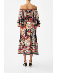 Off Shoulder Midi Dress with Frill Sleeve Daughters of Duende