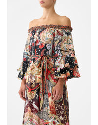 Off Shoulder Midi Dress with Frill Sleeve Daughters of Duende