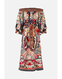 Off Shoulder Midi Dress with Frill Sleeve Daughters of Duende