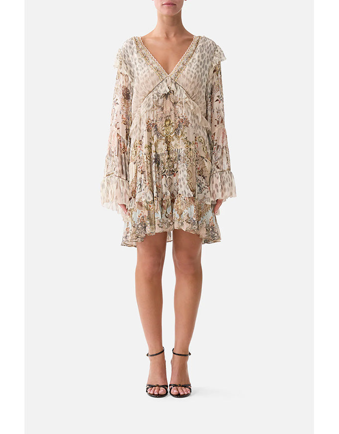 Tiered Swing Mini Dress -  Aranjuez Animalia