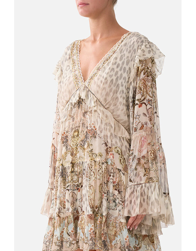 Tiered Swing Mini Dress -  Aranjuez Animalia