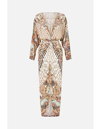 Long Split Front Twist Dress - Aranjuez Animalia