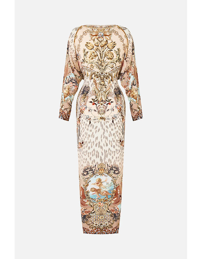 Long Split Front Twist Dress - Aranjuez Animalia