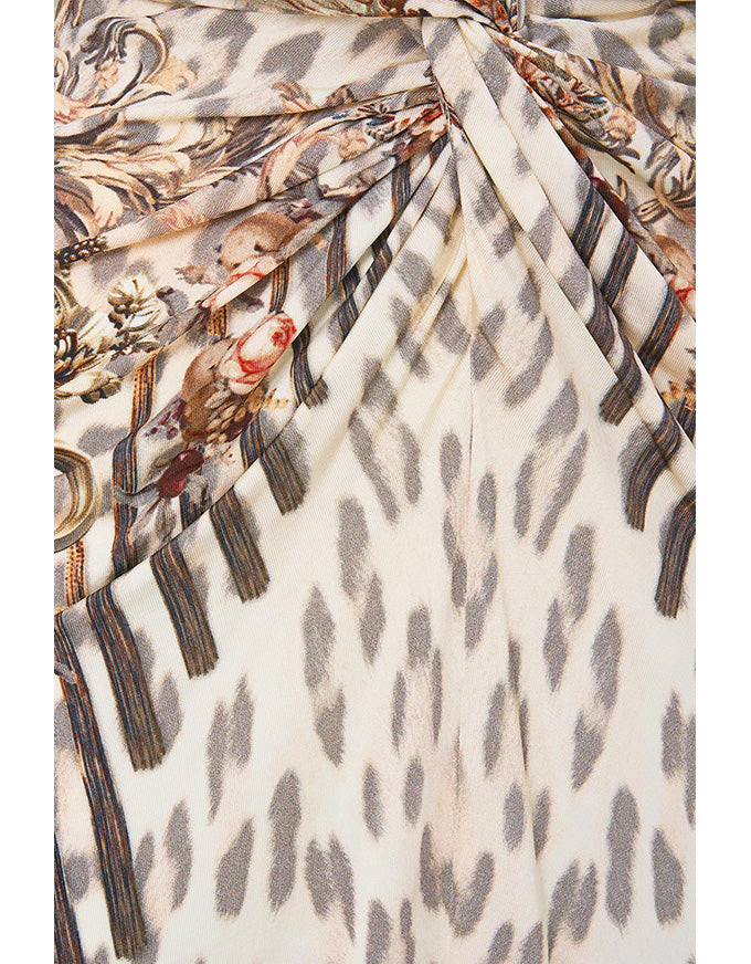 Long Split Front Twist Dress - Aranjuez Animalia