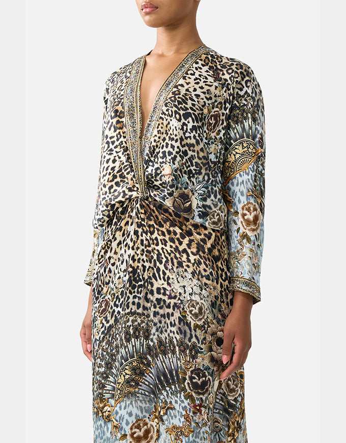 Fiesta Siesta Repeat Twist Front Batwing Dress
