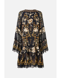A-Line Gathered Panel Dress Flamenco Folklore