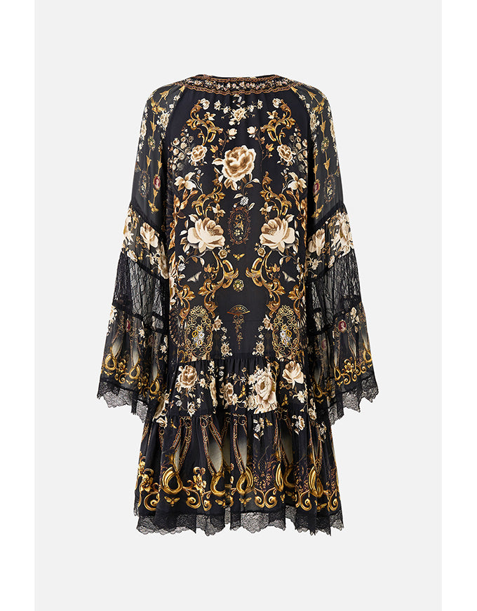 A-Line Gathered Panel Dress Flamenco Folklore