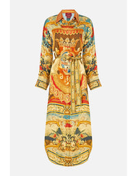 Colorful patterned dress on a white background