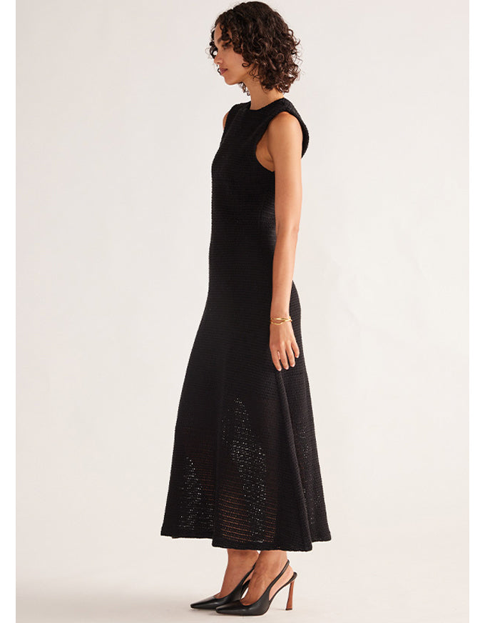 Celine Crochet Midi Dress Black