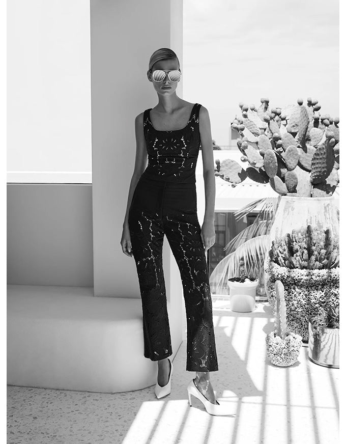 Colette Pant Black Lace - Australian Made