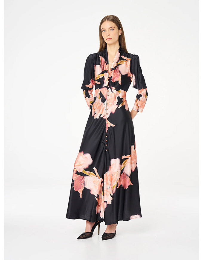 Coraline Midi Dress - Pink Black - Australian Made