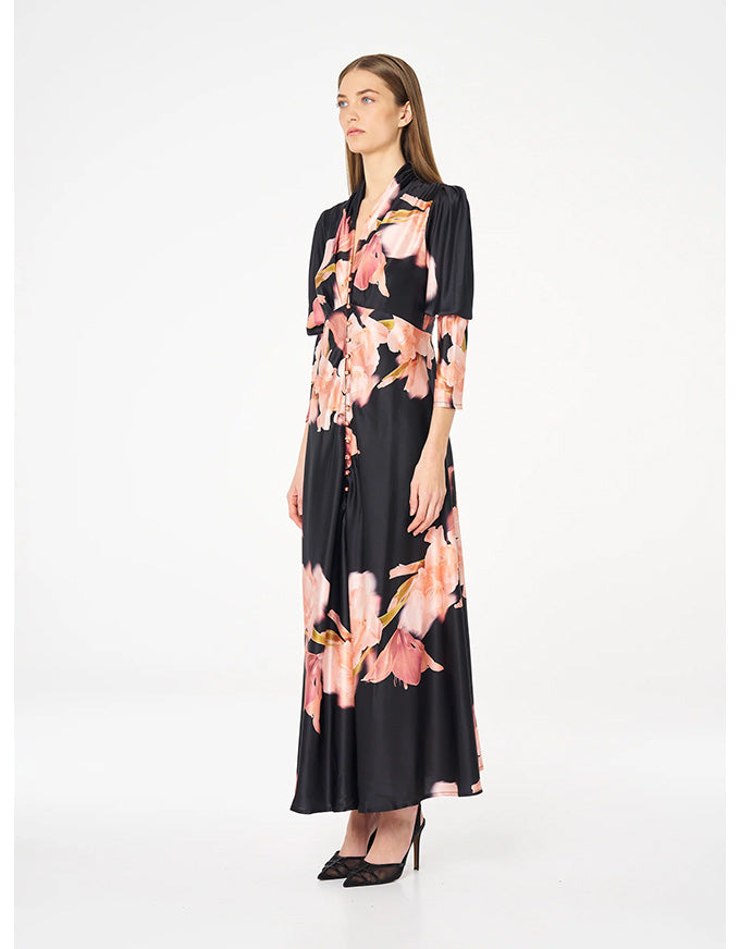 Coraline Midi Dress - Pink Black - Australian Made