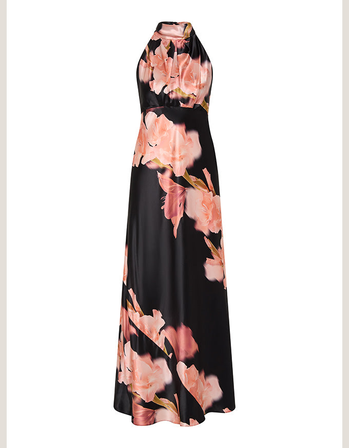 Coraline Sleeveless Dress - Coral Pink Black
