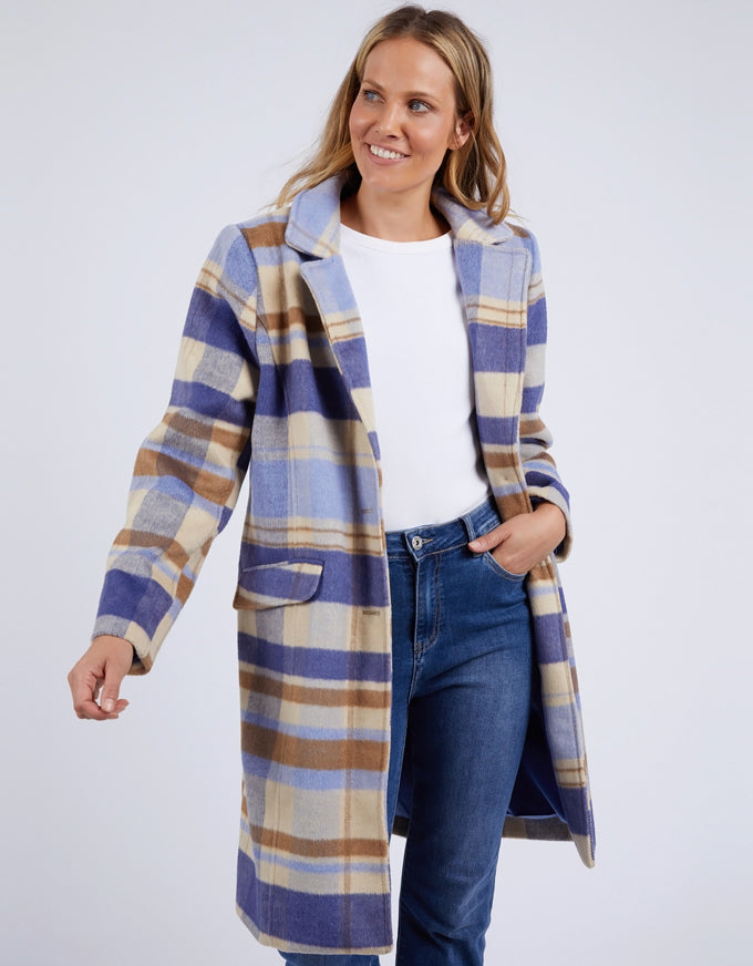 Cove Check Coat Navy, Hydrangea & Cream Cove Check Coat Navy, Hydrangea & Cream