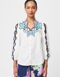 Cristina Placement Blouse Ivory