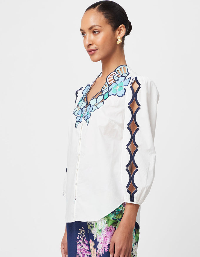 Cristina Placement Blouse Ivory