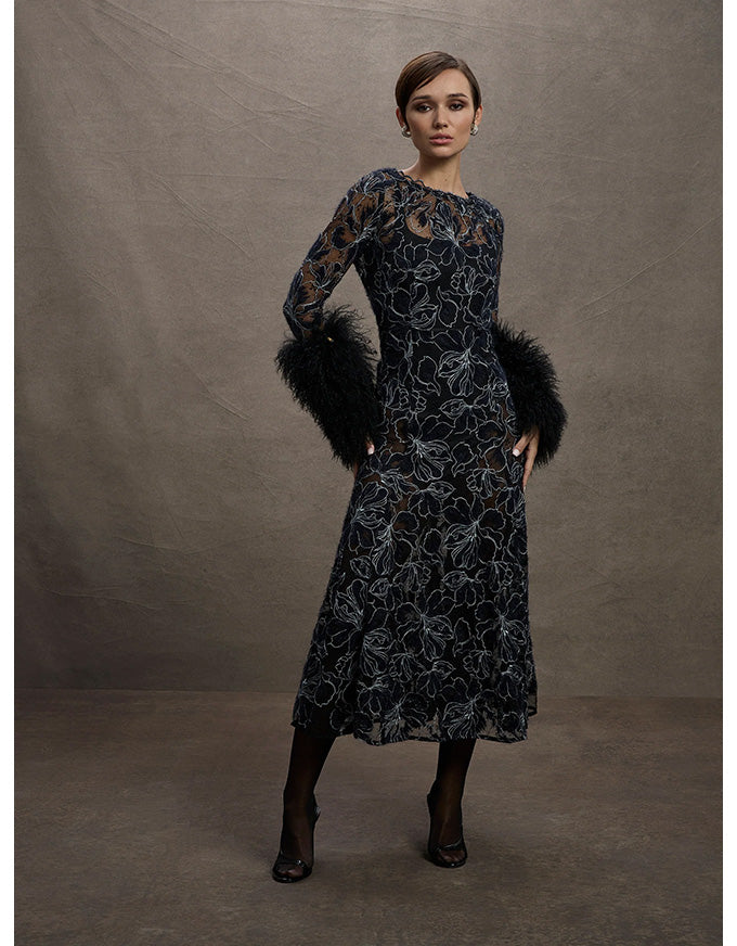 Cynthia Midi Dress Black & Navy