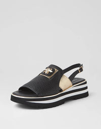 Haley Flats Black/Gold Leather