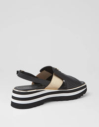 Haley Flats Black/Gold Leather