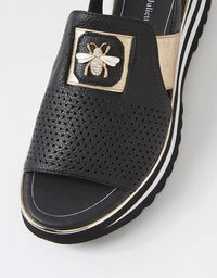 Haley Flats Black/Gold Leather